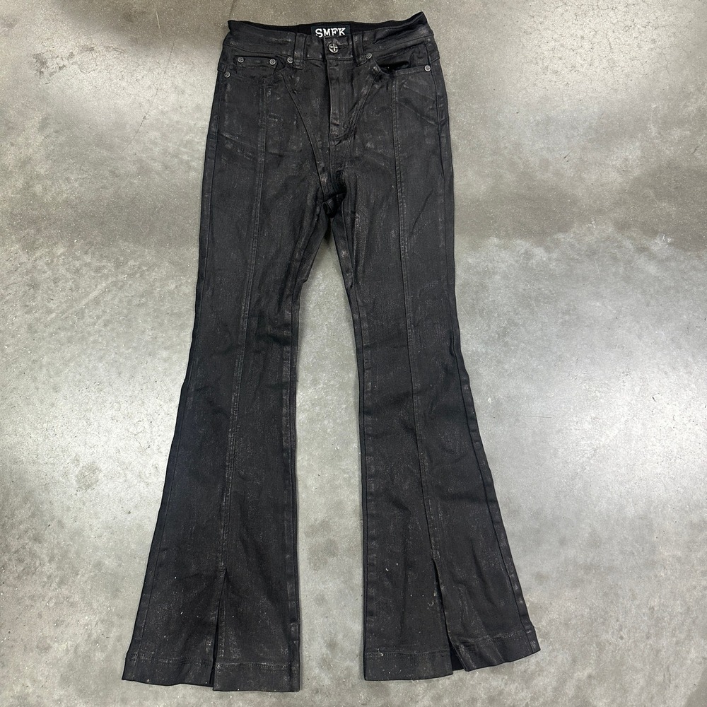 SMFK Wild World Plan U Black Metallic Flared Slit Hem Jeans UJ002BP Size S